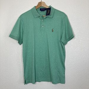 Polo Ralph Lauren Polo Shirt Mens Medium Green Custom Slim Fit Cotton Pony Logo